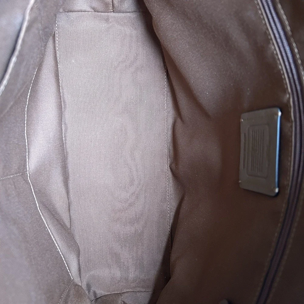 Coach Gallery Tote Khaki Saddle Signature Canvas Leather Shoulder Bag Excellent